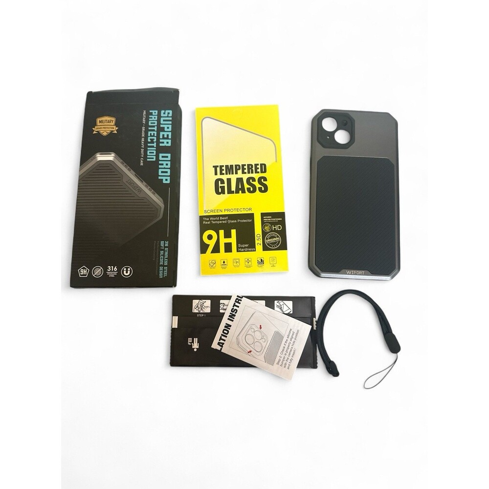 Wifort Iphone 14 Plus Case Metal Magnetic Case Military Grade +Screen Protector